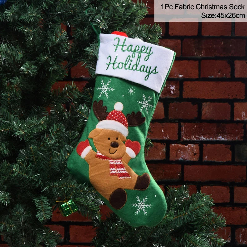 Knitted Christmas Stocking Socks Sack New Year Gift Candy Bags Christmas Decorations For Home Xmas Tree Hanging Ornaments Natal