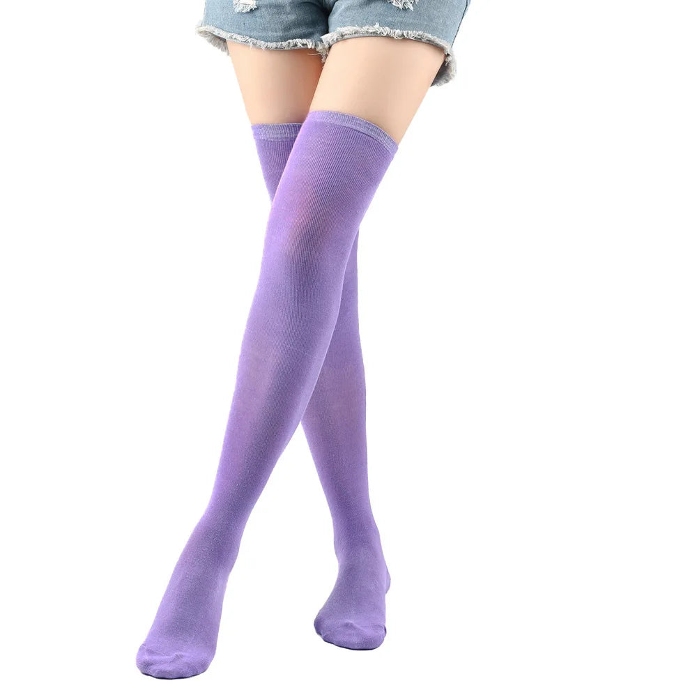 Christmas Stockings Over Knee Long High Socks Women Halloween Striped Stockings Dance Cosplay Performance Solid Colors Leggings