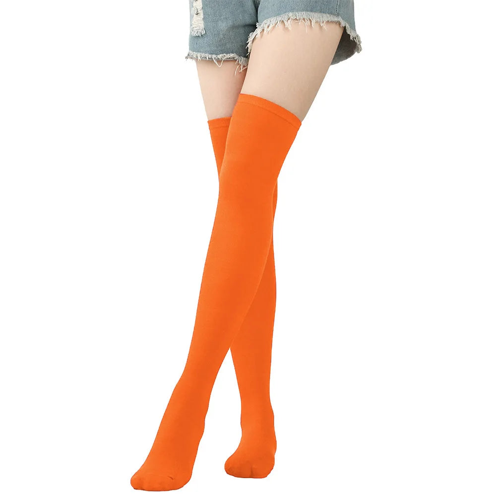 Christmas Stockings Over Knee Long High Socks Women Halloween Striped Stockings Dance Cosplay Performance Solid Colors Leggings