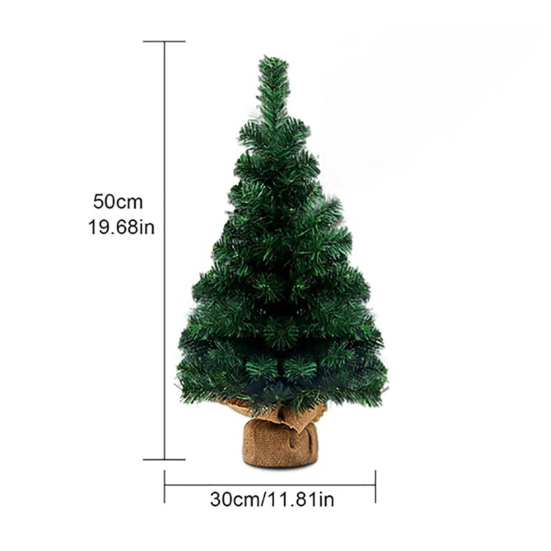 20cm-60cm Mini Christmas Trees Green With Linen Base Perfect Desktop Ornaments Store Window Displays Christmas Add Festive Touch